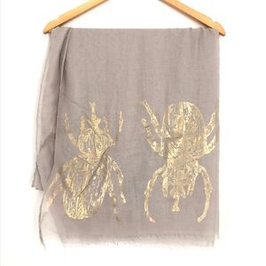 India Hicks Siren “Beetle” Scarf-Taupe & Gold